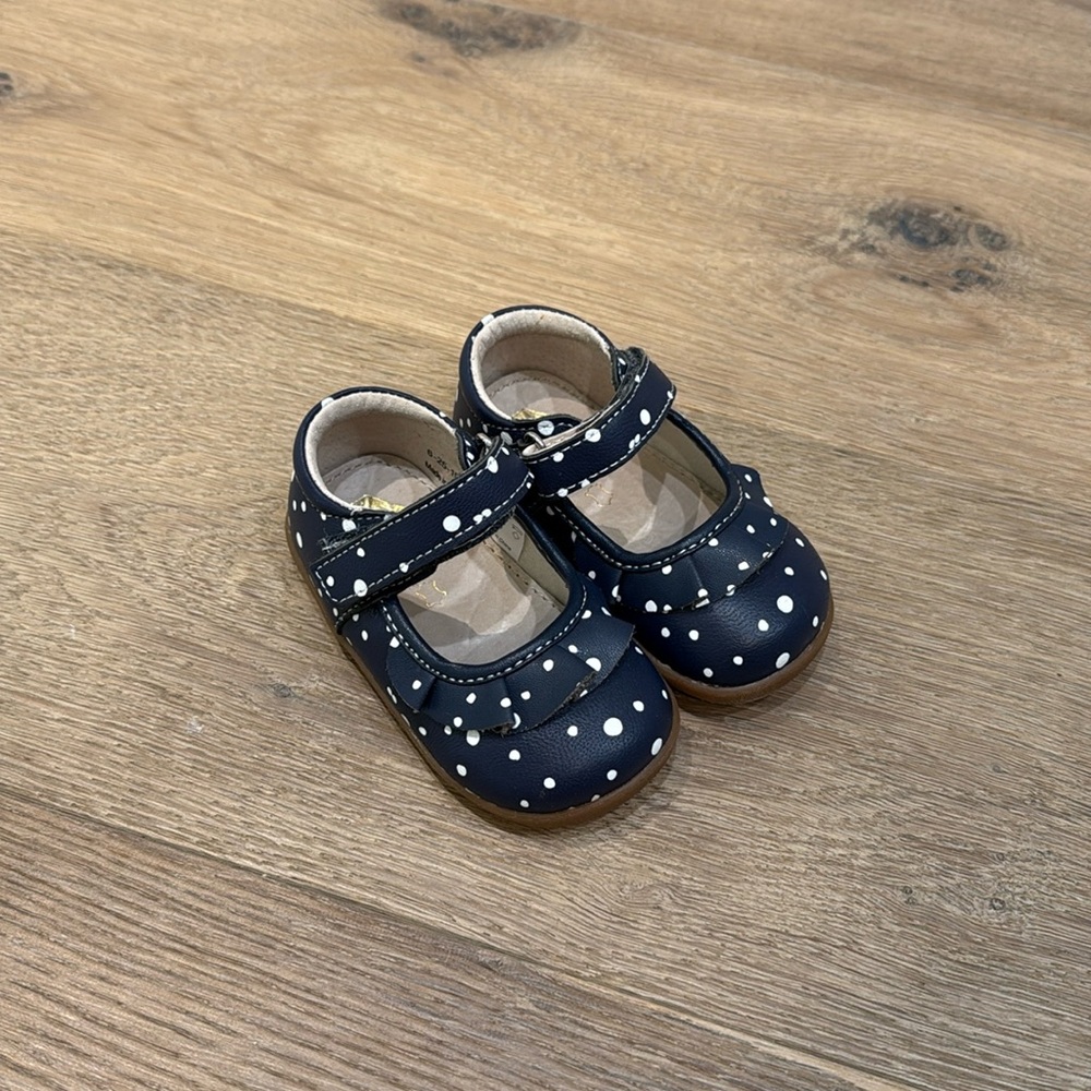See Kai Run Blue and White Polka Dot Dress Shoes